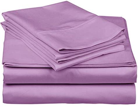 Pure Egyptian King Size Cotton Bed Sheets Set (King, 1000 Thread Count) Lilac Bedding and Pillow ...