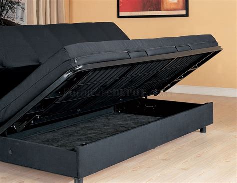 Black Convertible Sofa Bed With Storage Space