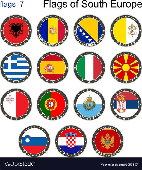 Flags of South Europe Royalty Free Vector Image