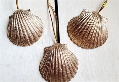 Set of 3 Scallop Shell Ornaments Seashell Ornaments - Etsy