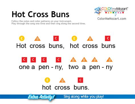 Hot Cross Buns Easy Piano Notes – Color Me Mozart