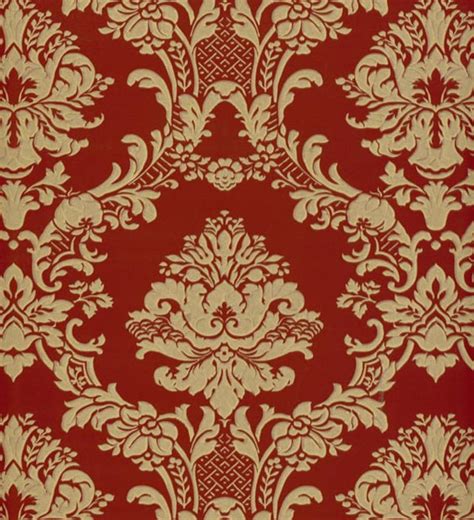 Traditional Gold Damask on Bright Red Wallpaper, Bold Vintage Focal Wall, Elegant Floral Scroll ...
