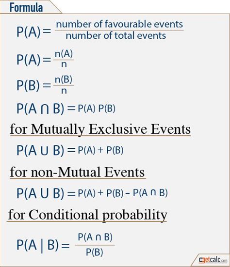 Probability Formula for Statistics