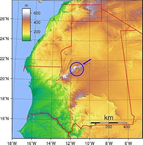 Richat Structure: Eye Of The Sahara | Map of km and km