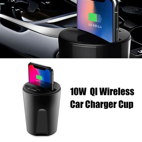 10W Qi Wireless Charger Holder Cup Fast Charging Car Charging Charger Cup Mobile Phone Stand For ...