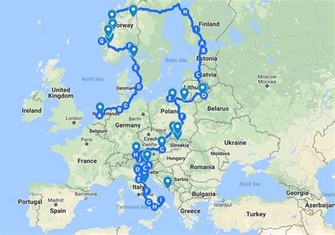 Maps, itinerary and car hire details for a 3 month road-trip through Europe that takes in 16 ...