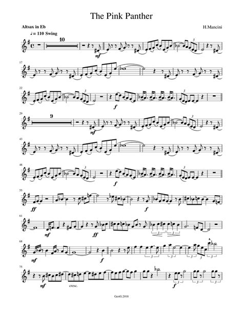 The Pink Panther Sheet music for Saxophone (Alto) (Solo) | Musescore.com