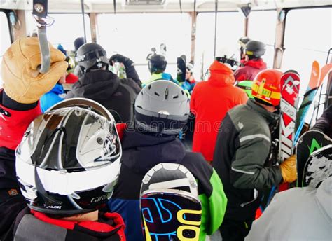 Crowded Inside the Ski Gondola Editorial Photo - Image of character ...