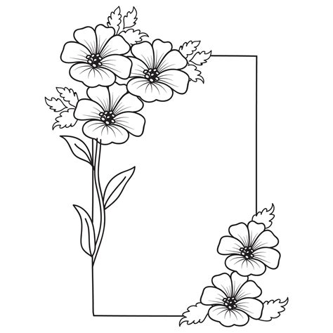 Set of different flower line on white background. Flowers drawing with ...