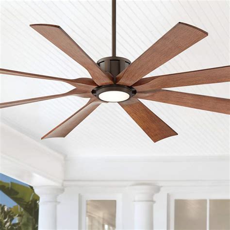 60" Possini Euro Defender Bronze Outdoor LED Ceiling Fan - #70V75 | Lamps Plus