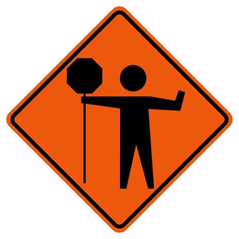 Flaggers In Road Ahead Warning Traffic Symbol Sign Isolate on White Background,Vector ...