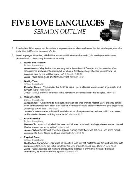 five love languages sermon outline - Outreach