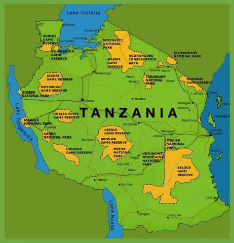 Tanzania map - A map of tanzania (Eastern Africa - Africa)