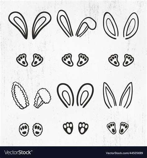 Bunny feet and ears bundle svg easter svg Vector Image