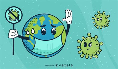 Planet Earth Coronavirus Cartoon - Vector Download