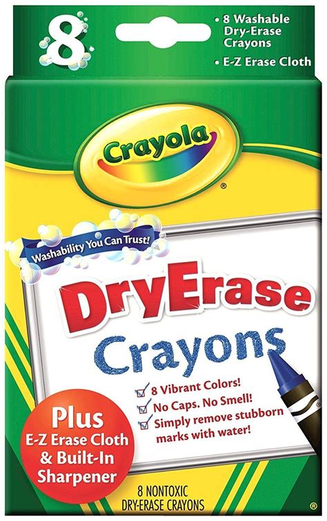 Crayola Washable Dry Erase Crayons (8ct), Includes Eraser Mitt ...