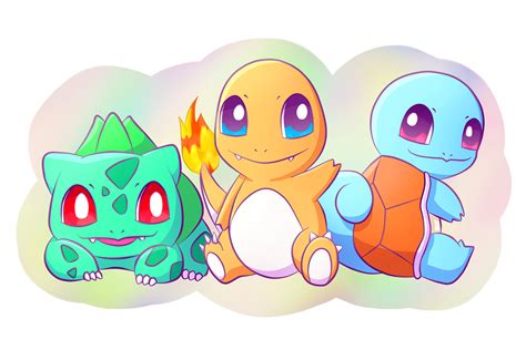 Kanto Starters by LyraNyanART on DeviantArt