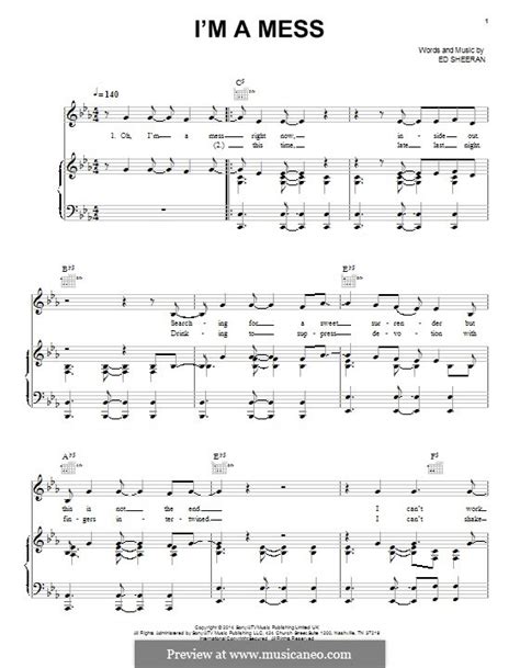 I'm a Mess by E. Sheeran - sheet music on MusicaNeo