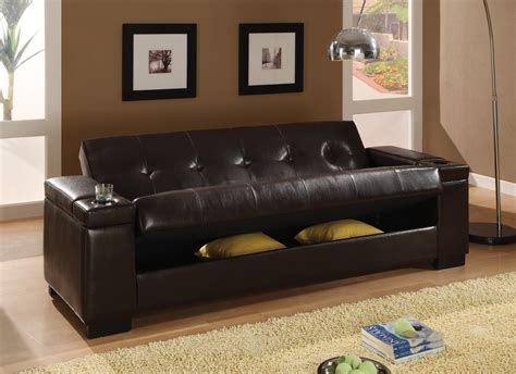 Faux Leather Convertible Sofa Sleeper With Storage 300143 from Coaster (300143) | Coleman Furniture