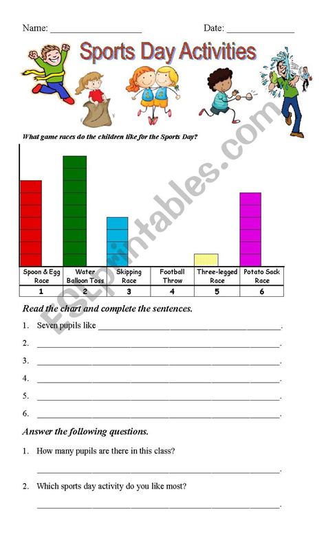 Sports Day Activities - ESL worksheet by mandyman