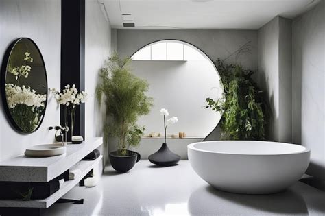 Premium AI Image | Modern Bathroom with Freestanding Soaking Tub