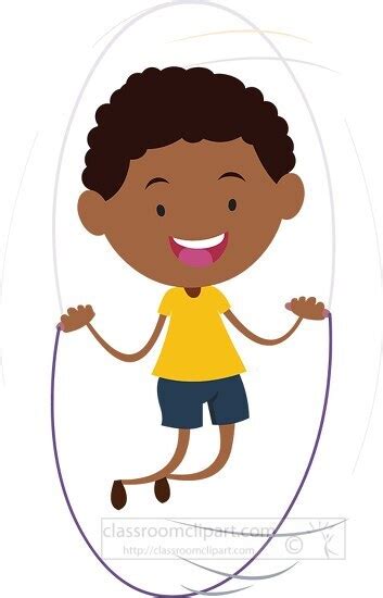 Family Clipart-african american boy jumping rope clipart