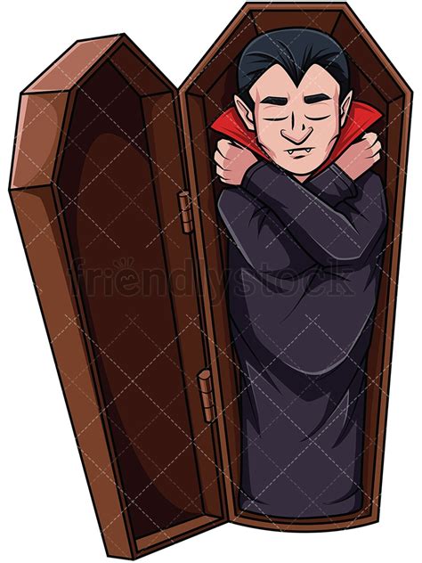 Vampire Sleeping In Coffin Cartoon Vector Clipart - FriendlyStock