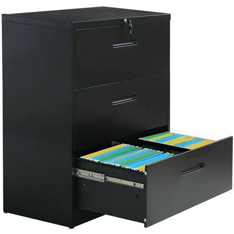 Locking Storage Cabinet with 3 Drawers, Heavy Duty Metal Lateral File Cabinet, Large Modern ...