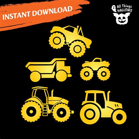 Monster TRUCK and TRACTOR Pumpkin Carving Stencil Templates Pattern ...