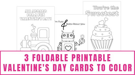 Foldable Printable Valentines Cards to Color