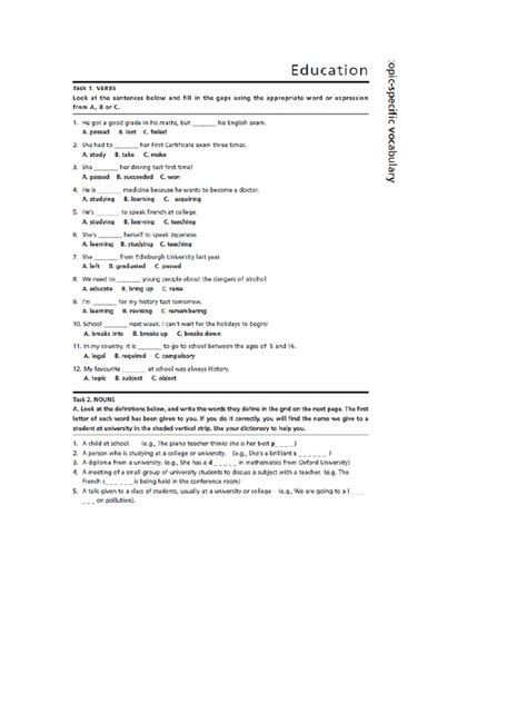 Vocabulary FCE | PDF