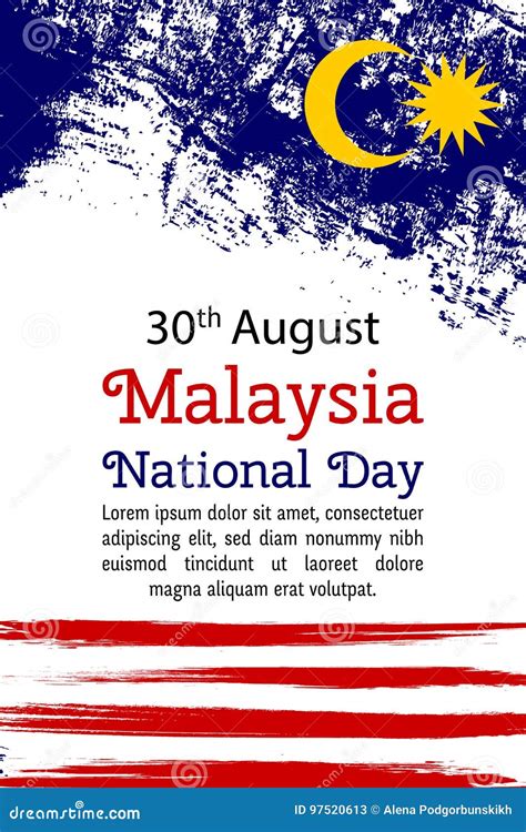 Vector Illustration Malaysia National Day, Malaysia Flag in Trendy Grunge Style.30 August Design ...