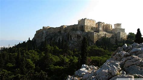 HD wallpaper: Ancient Ruins In Greece, trees, hill, nature and ...