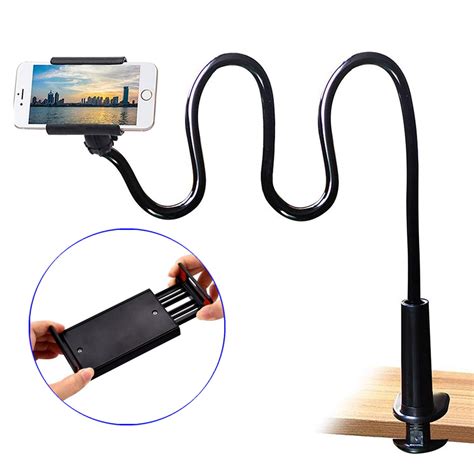 Gooseneck Bed Phone Holder Long Arm Phone Mount for Desk, Clip Bracket Clamp Stand for 4.0-6.5 ...