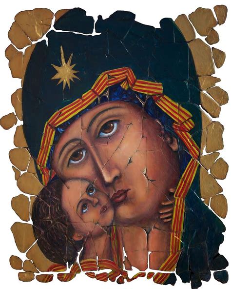 Mother of God Fresco Digital Art by OLena Art - Lena Owens