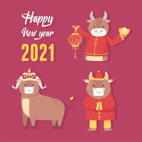 Chinese New Year of the ox icon set 1424344 Vector Art at Vecteezy