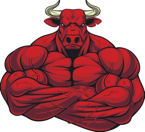 Buy Divine Designs Cool Serious Buff Red Bull with Horns Cartoon ...