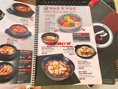 In menu cho quán ăn Hàn Quốc, in thực đơn cho quán ăn Hàn Quốc - In Kỹ Thuật Số Since 2006, giá ...