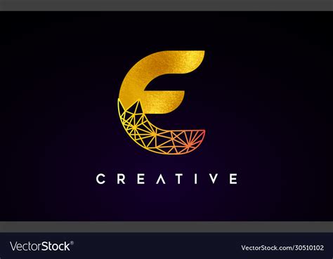 Golden gold letter e beauty logo e letter design Vector Image