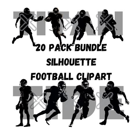 Football Silhouette Clipart SVG 20 Pack Bundle - Etsy