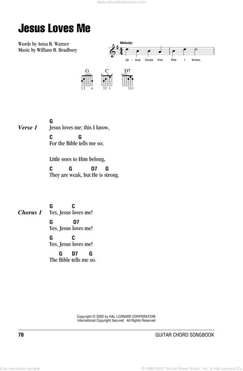 Jesus Loves Me sheet music for guitar (chords) (PDF)