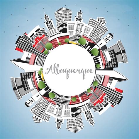 Premium Vector | Albuquerque New Mexico City Skyline with Color ...