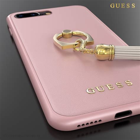 GUESS ® Apple iPhone 7 plus Premium Luther Leather 2K Gold Electroplated + inbuilt ring stand ...