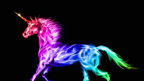 Colorful Horn Unicorn In Black Background HD Unicorn Wallpapers | HD ...