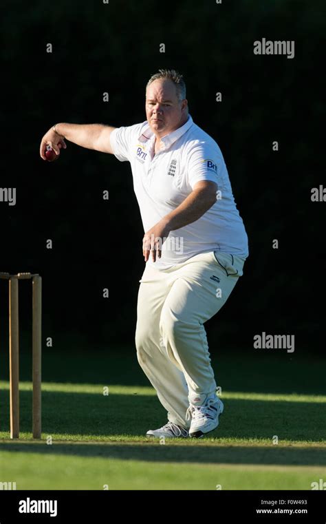 Cricket, bowler in action Stock Photo - Alamy