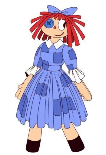 a drawing of a girl with red hair and blue dress