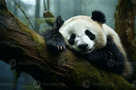 Panda Sleeping on a Tree Branch. Generative By Ai 29507180 Stock Photo at Vecteezy