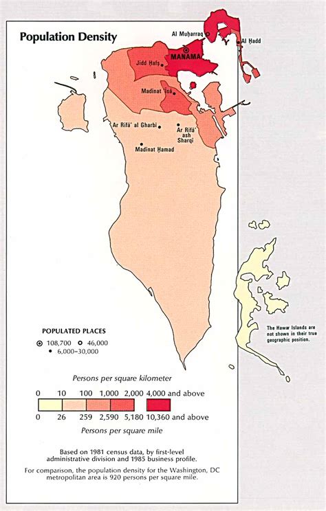 Bahrain Population Density Map - Bahrain • mappery