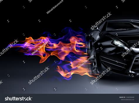 Black Sports Car Fire Flames Nonbranded Stock Illustration 1240356940 | Shutterstock