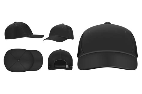 Black cap mockup. Sport baseball caps template, summer hat (960927 ...